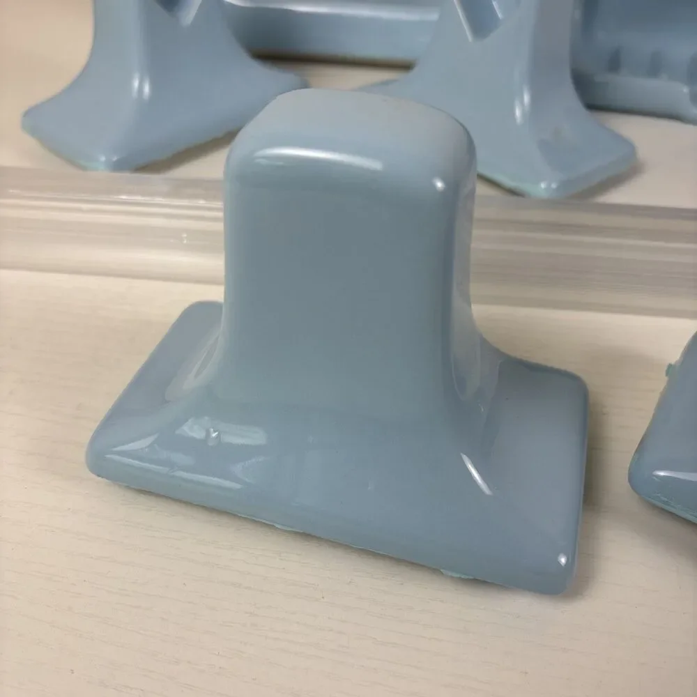 Vintage 8pc. MCM Ceramic Bathroom Porcelain Accessory Set Light Blue Japan Sun